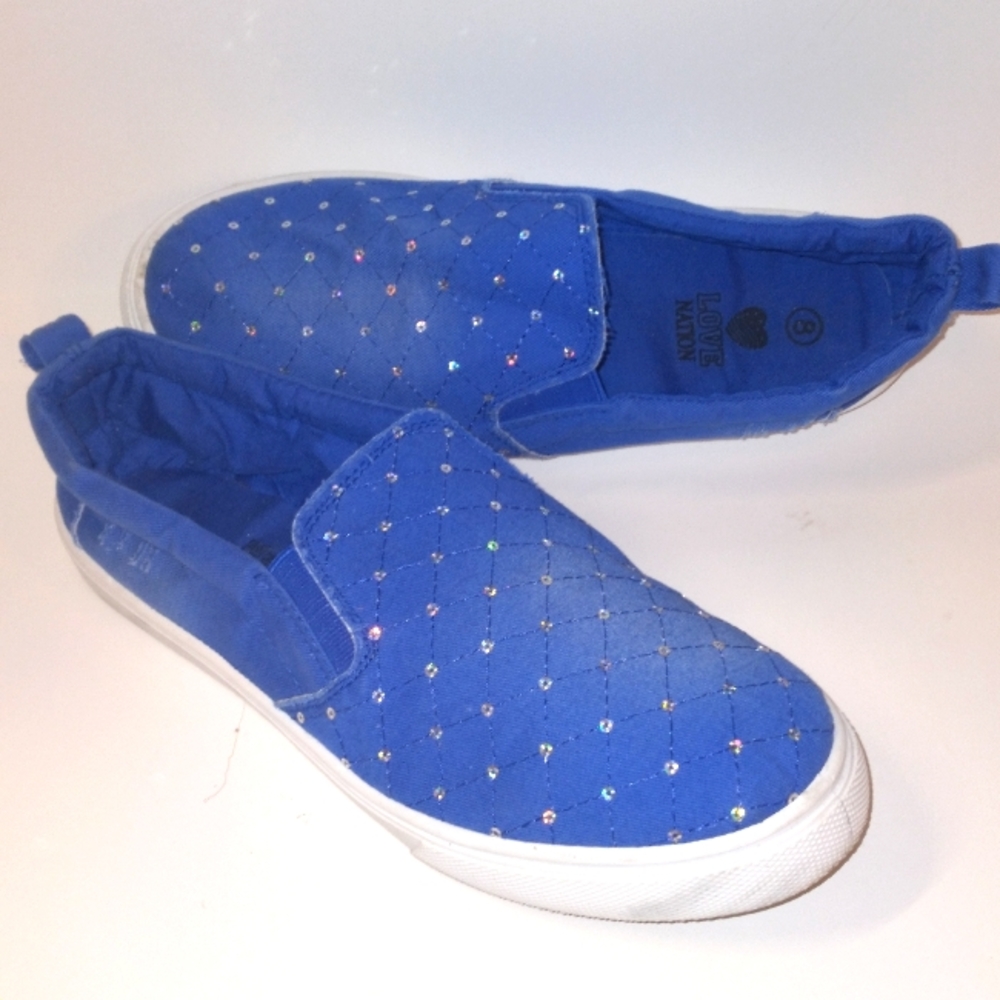 Rhinestone Blue Jean Slip Ons